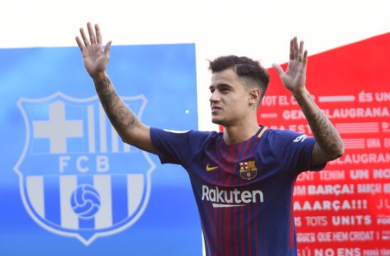 Philippe Coutinho en la presentación de su fichaje por el Barcelona