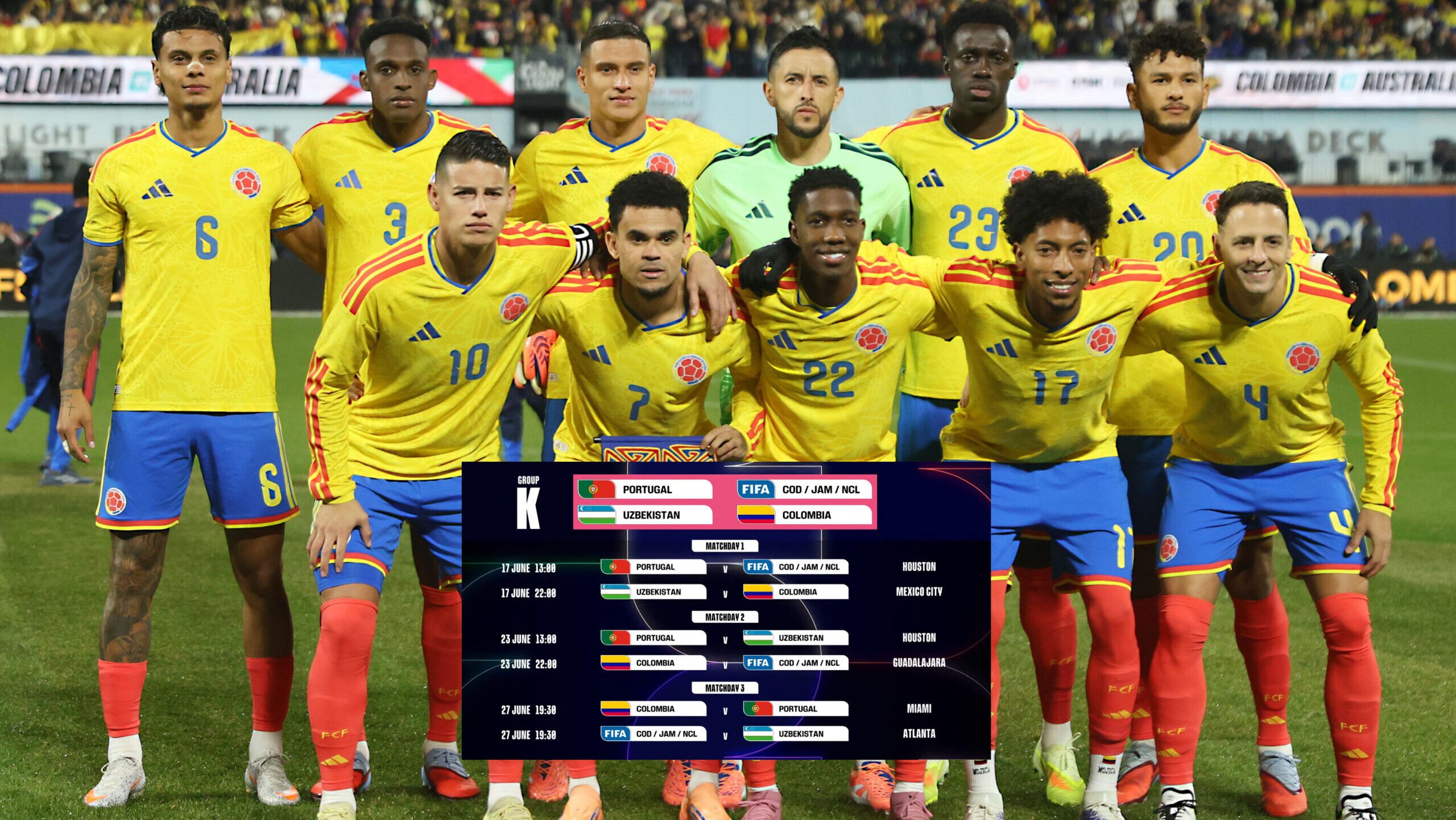 ¡Confirmado! Colombia jugará su primer partido del Mundial 2026 en México