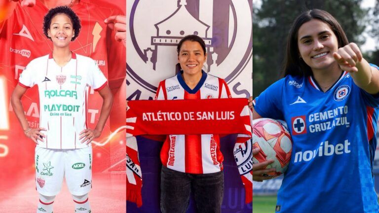 Sashenka Porras, Sandra Arévalo y Mía León. Fuente: Necaxa, Atlético San Luis, Cruz Azul.