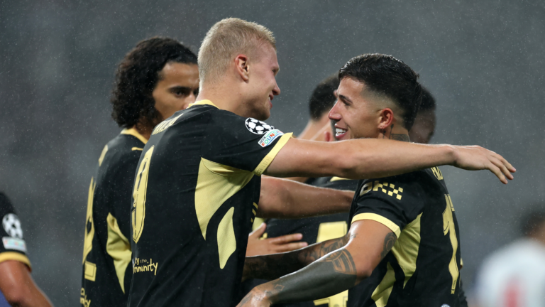 Haaland le dio el triunfo al City en el debut de la Champions. (Foto: Clive Brunskill / Getty Images)